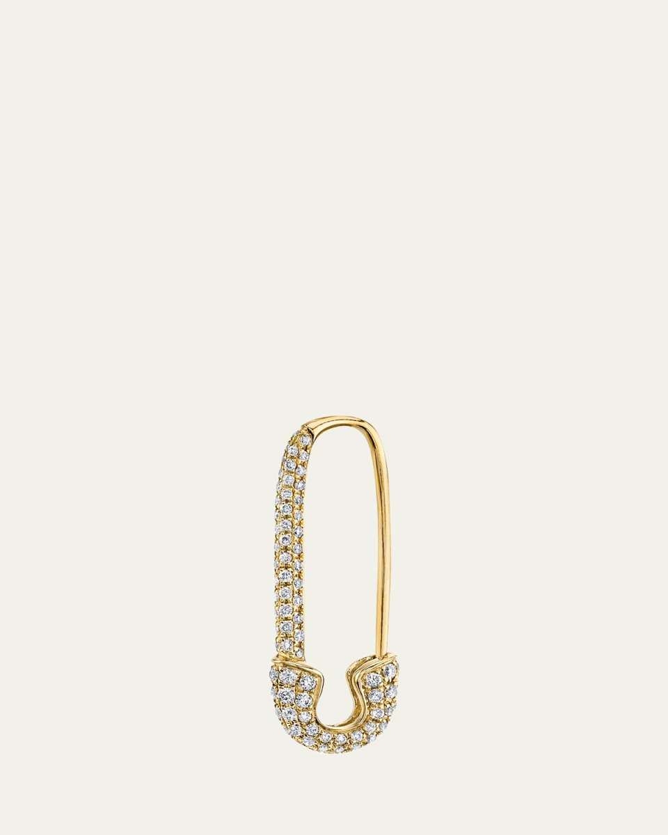 18k Yellow Gold Diamond Safety Pin Earring, Single, Left